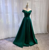 Image 3 of Dark Green Fashionable Sweetheart Off Shoulder Party Dress, Satin Evening Gowns