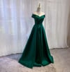 Dark Green Fashionable Sweetheart Off Shoulder Party Dress, Satin Evening Gowns
