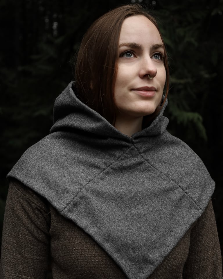 Medieval Hood - Lightweight Grey Twill Image 4