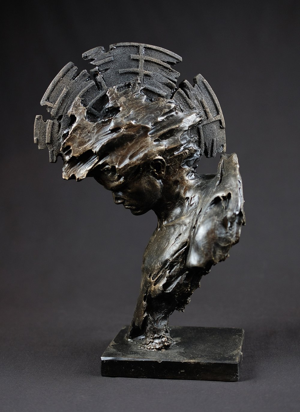Image of Patrick Berthaud Bronze Resin Sculpture - 'Contact'