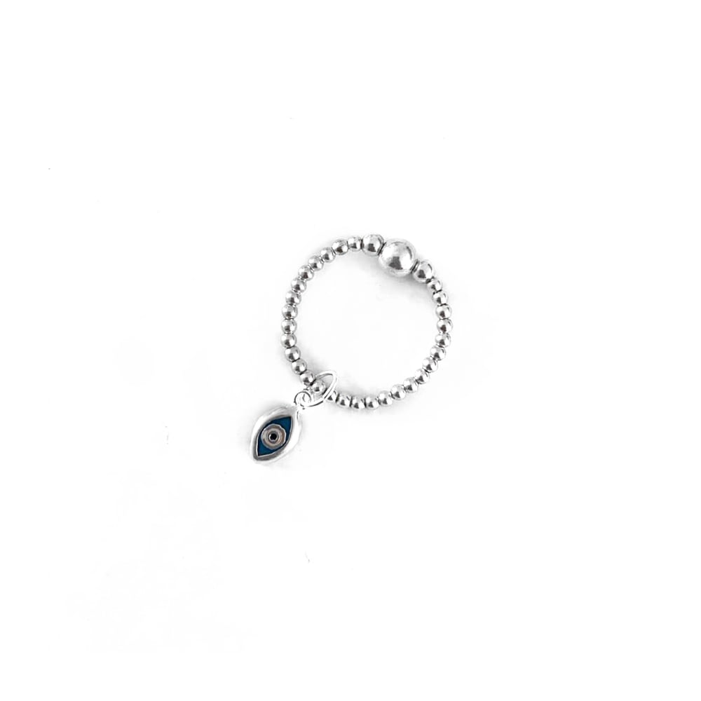 Image of Sterling Silver Evil Eye Charm Ring