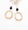 Onyx and Pearl Hoop Earrings 