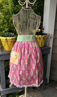 Image 5 of Adult Half Apron, Bright Pink Paisley and Floral