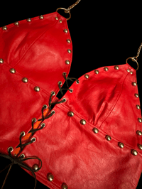 Image 5 of Red lace up top M
