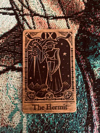 The Hermit - Hand-stained Wooden Halloween Tarot Card