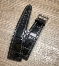 Image 1 of Hand-stitched Glazed Black Alligator watch strap