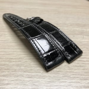 Image of Hand-stitched Glazed Black Alligator watch strap