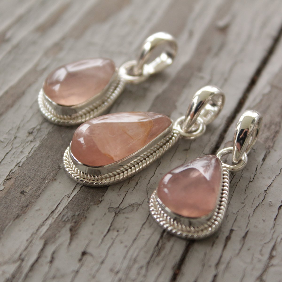 Image of Sincerely - Rose Quartz Pendants in Sterling Silver
