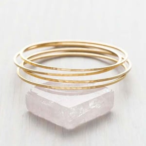 Image of Amano Gold Hammered Bangle Set