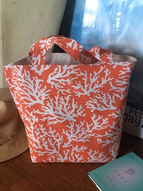 Mandarin Splendor Coral Tote Bag, Beach Tote, Market Bag, Large Tote Bag