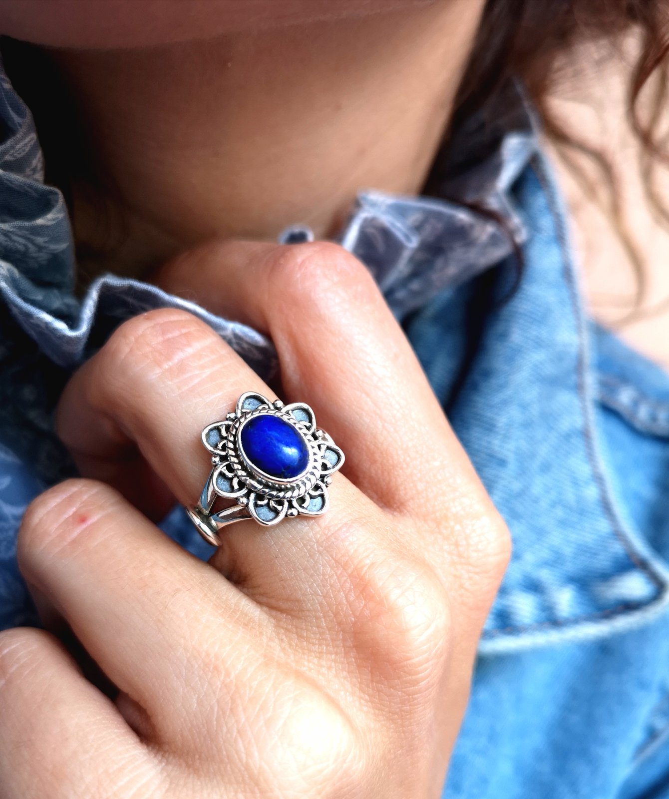 narayan Bague Lapis Lazuli taille 55 5 ref. 975