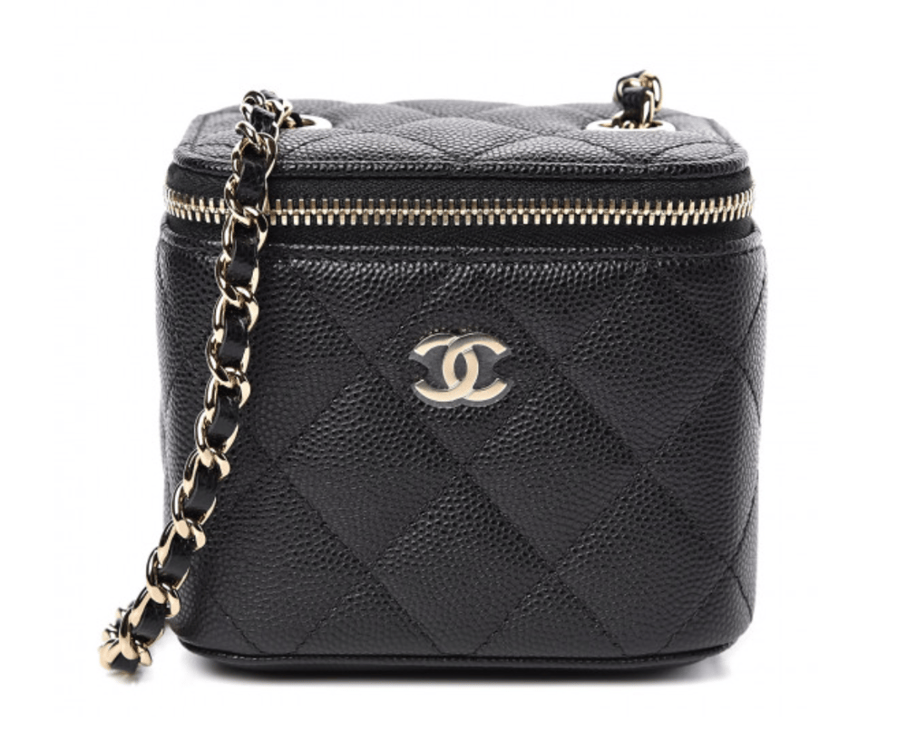 Image of Chanel Caviar Mini Vanity Black Calfskin Leather Cross Body Bag