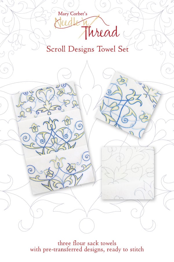 Image of Ready-to-Stitch Scroll Towel Set