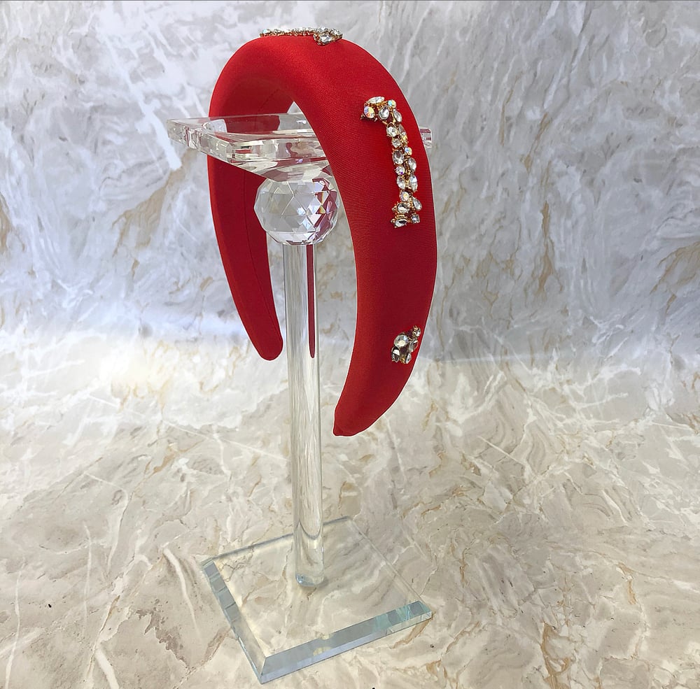 Image of Red Padded Diamanté Headband  