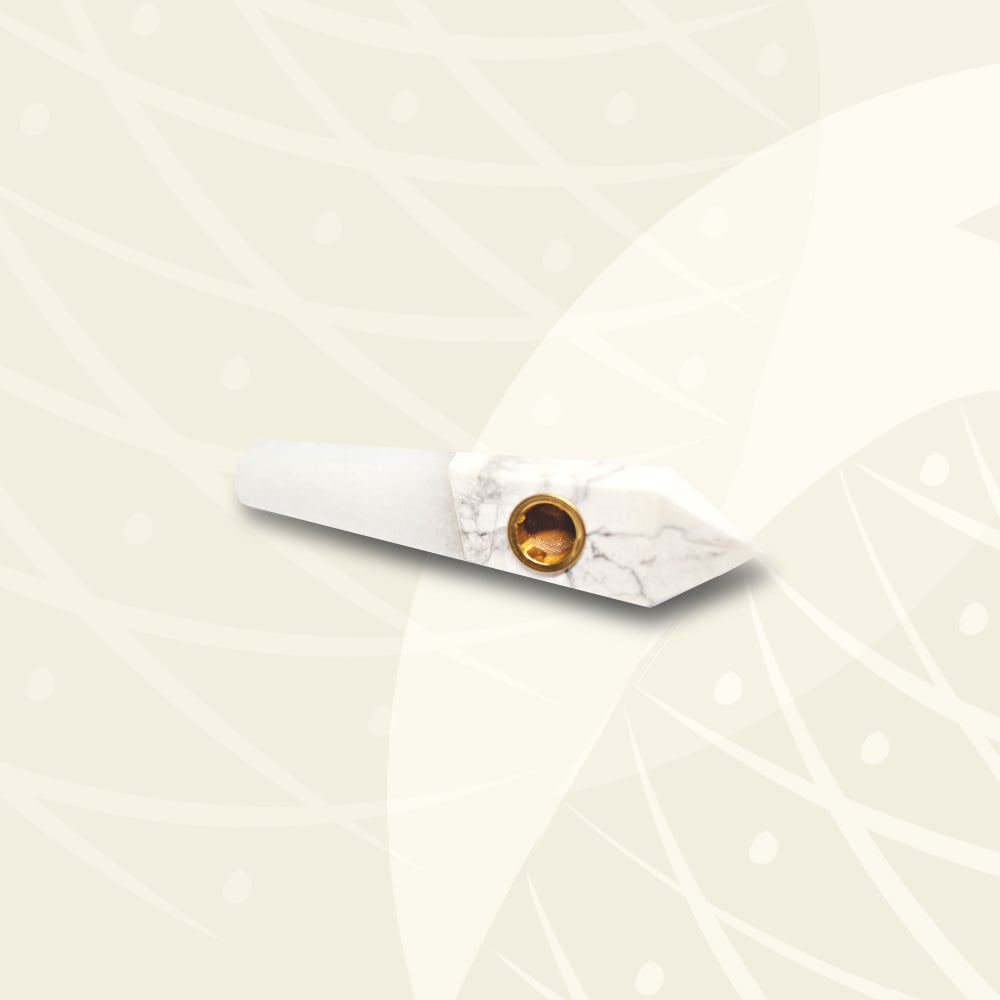 Image of White Turquoise & Marble Crystal Duo Hand Pipe