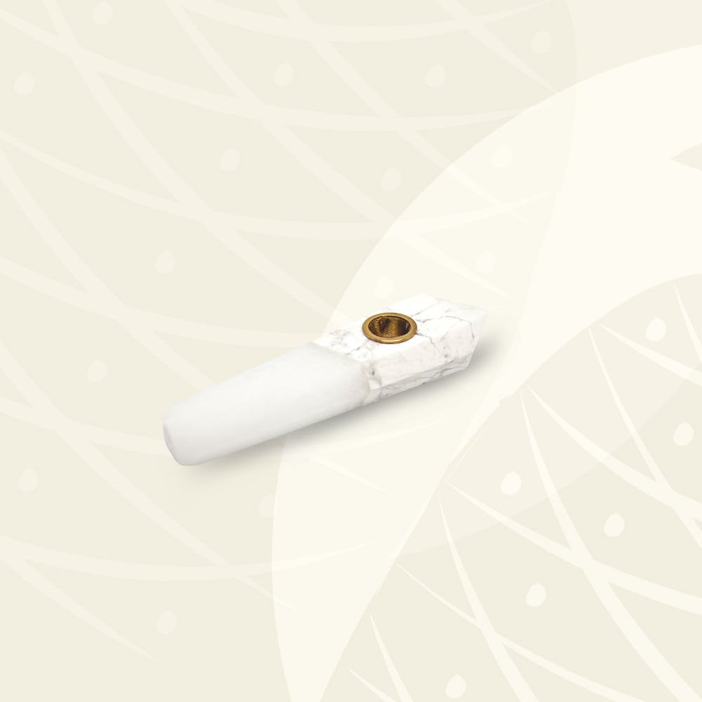 Image of White Turquoise & Marble Crystal Duo Hand Pipe