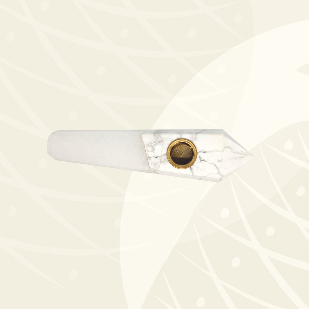 Image of White Turquoise & Marble Crystal Duo Hand Pipe