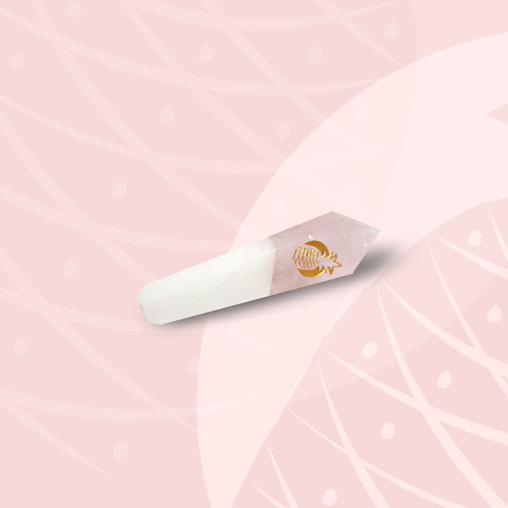 Image of Rose Quartz & Marble Crystal Duo Hand Pipe
