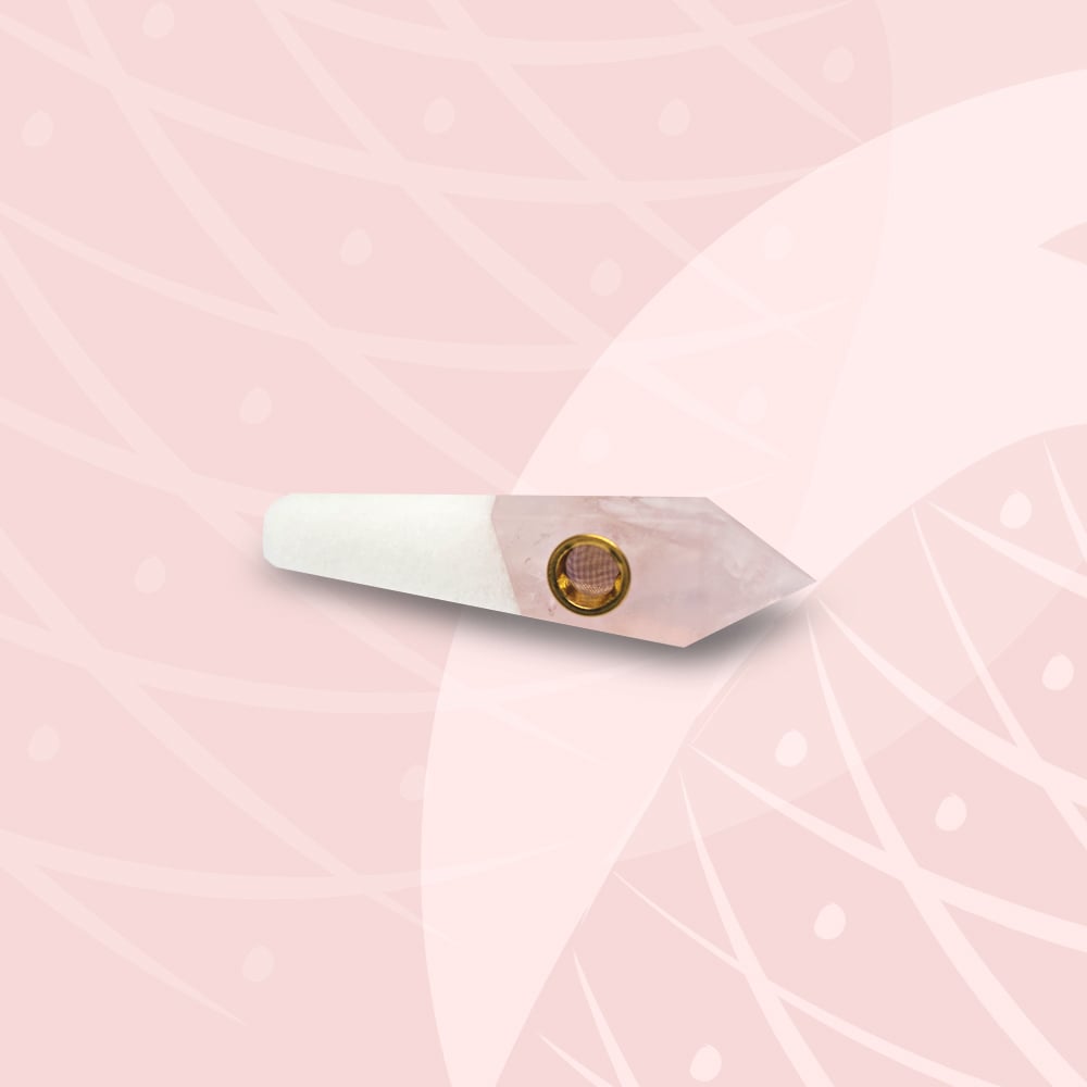Image of Rose Quartz & Marble Crystal Duo Hand Pipe