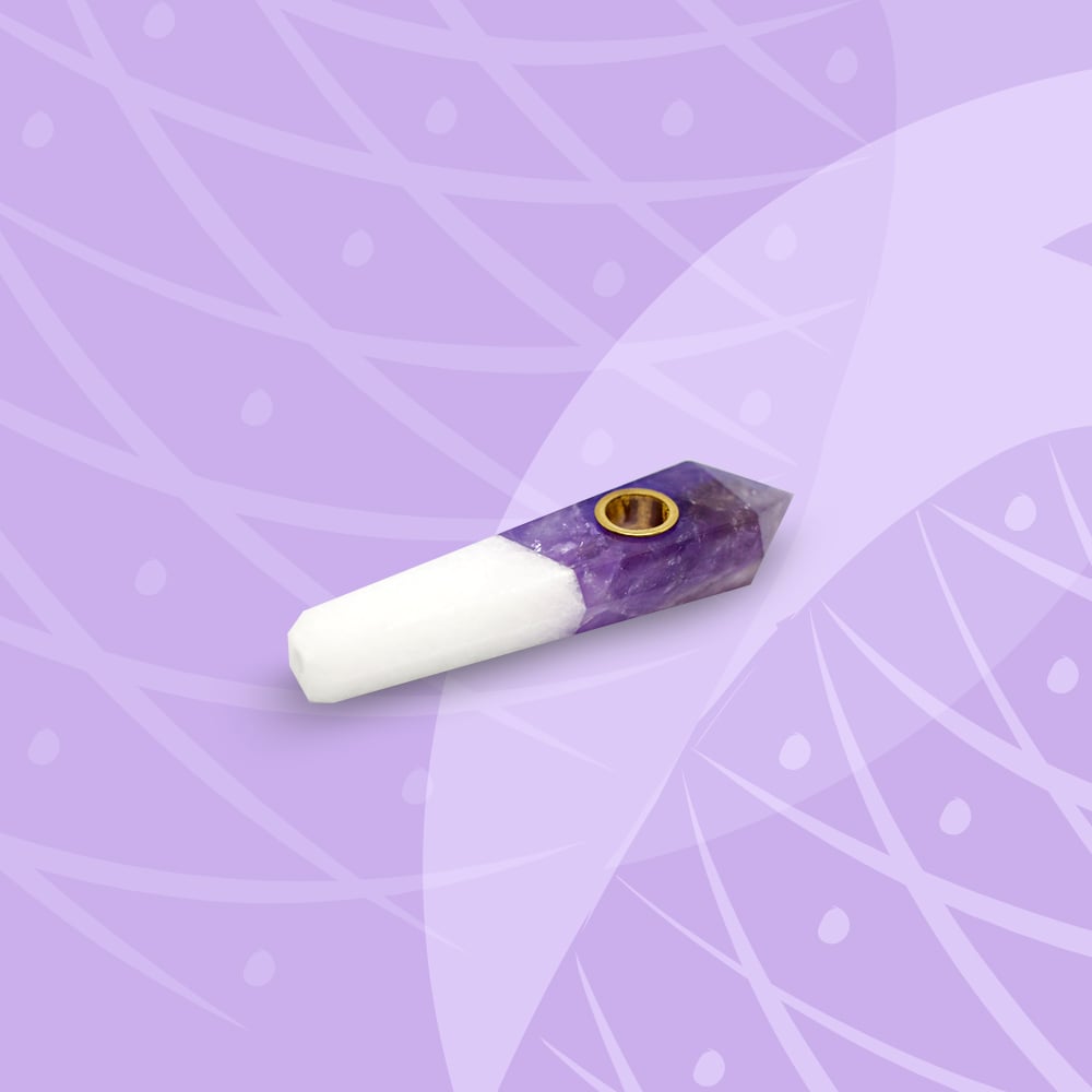 Image of Amethyst & Marble Crystal Duo Hand Pipe