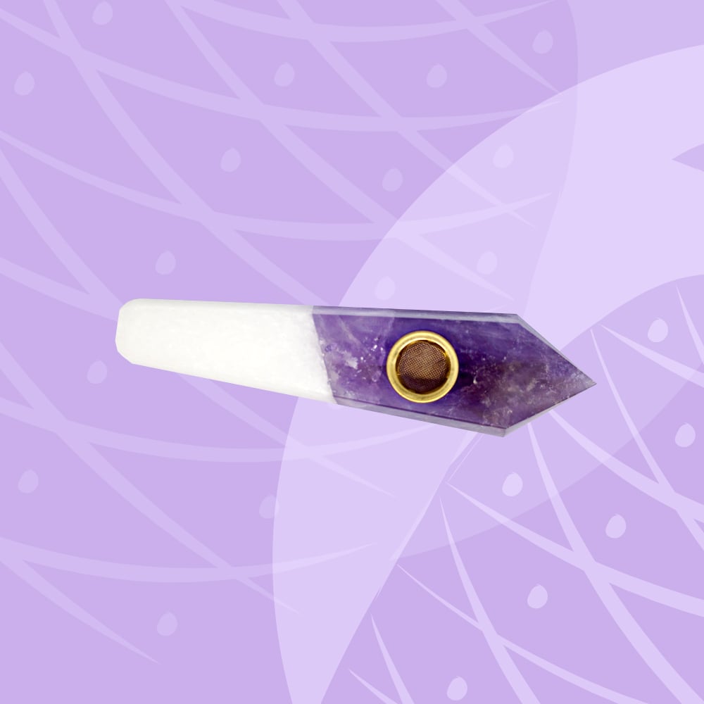 Image of Amethyst & Marble Crystal Duo Hand Pipe