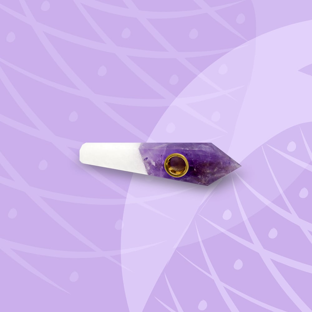 Image of Amethyst & Marble Crystal Duo Hand Pipe 