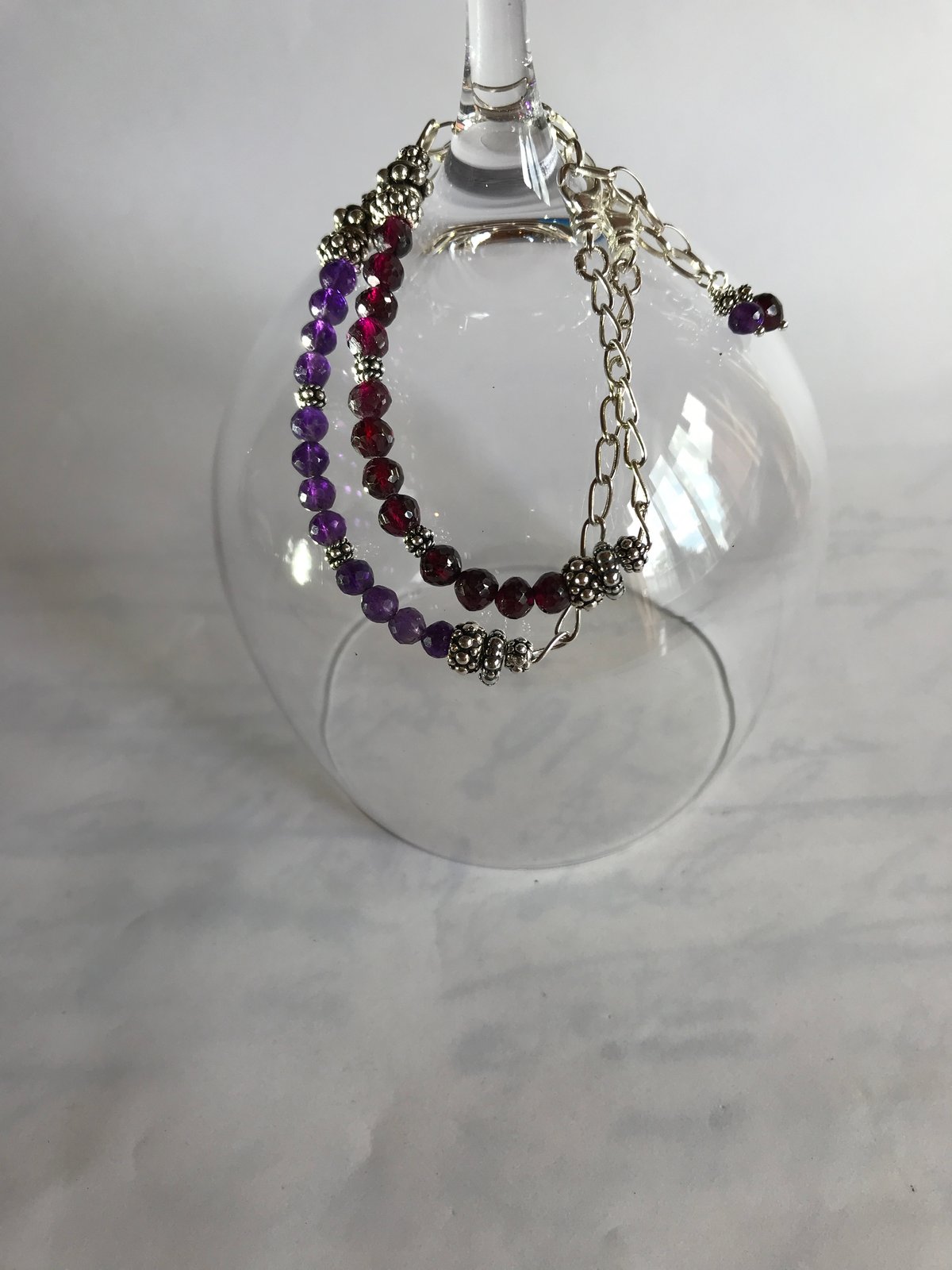 Semi-Precious Stone, Freshwater Pearl, and Sterling Bead with Sterling Silver Chain Bracelet