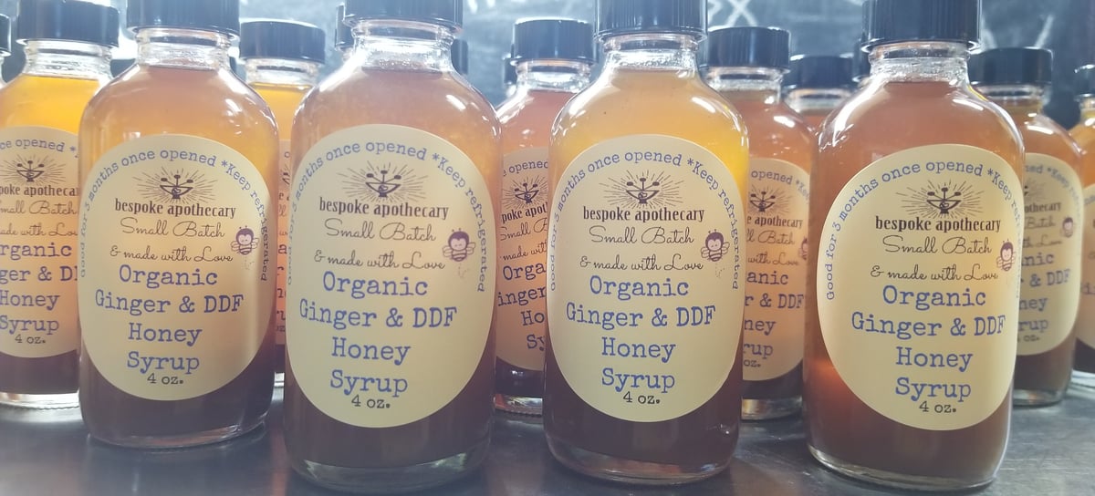Image of 4 oz. Small & Limited Batch  Ginger & Honey Syrup 