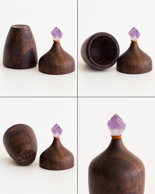Image of Walnut Box with Real Amethyst and Purple Fluorite Inlay