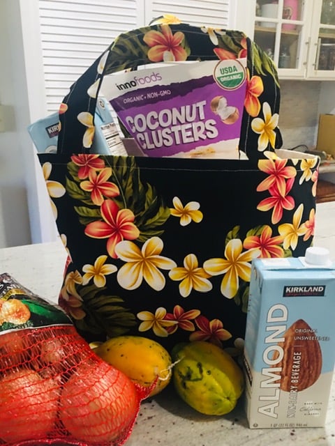 Black Plumeria Large Tote Bag, Beach Bag, Market Tote Bag, Handmade on Kauai