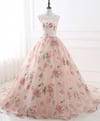 Gorgeous Floral Pink Organza Ball Gown Party Dress, Sweet 16 Dresses