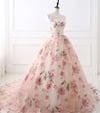 Gorgeous Floral Pink Organza Ball Gown Party Dress, Sweet 16 Dresses