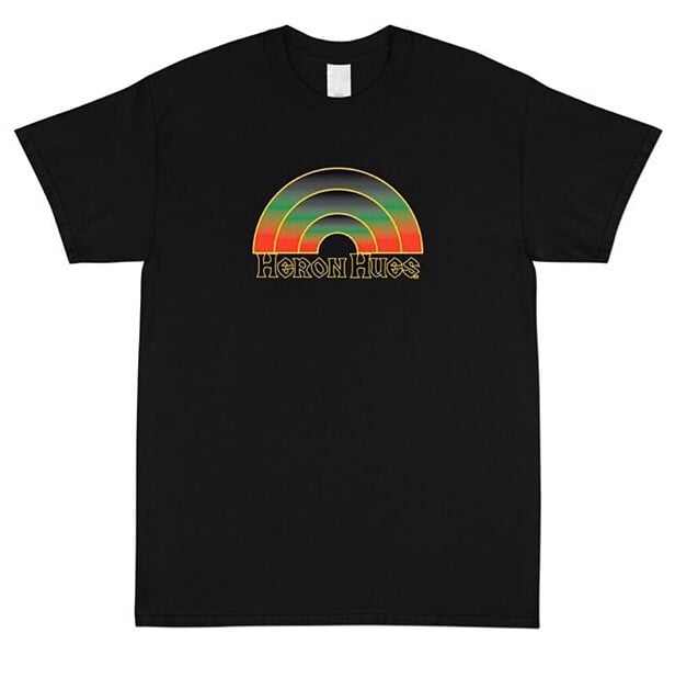 Heron Hues Rainbow Logo tee black