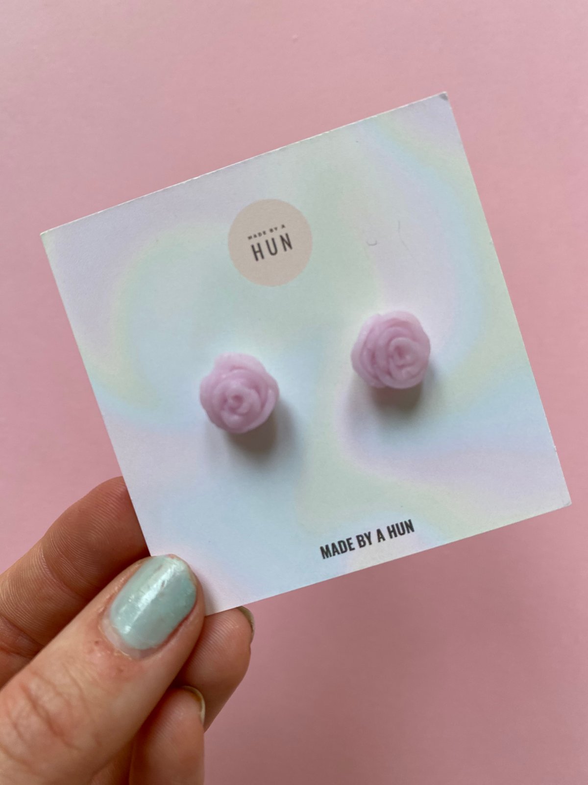 Image of Pink rose stud earrings 