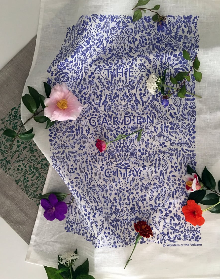 Image of 'The Garden City' tea towel