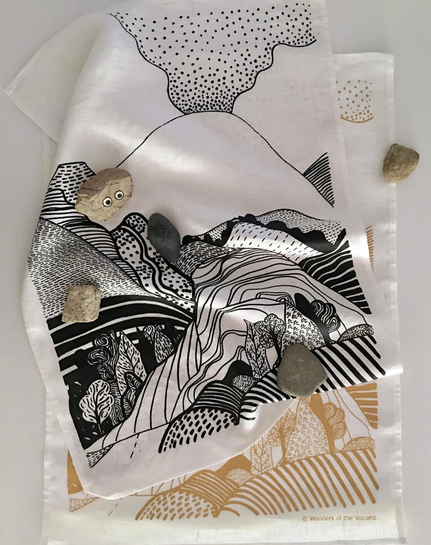 Image of 'Wonders of the Volcano' tea towel