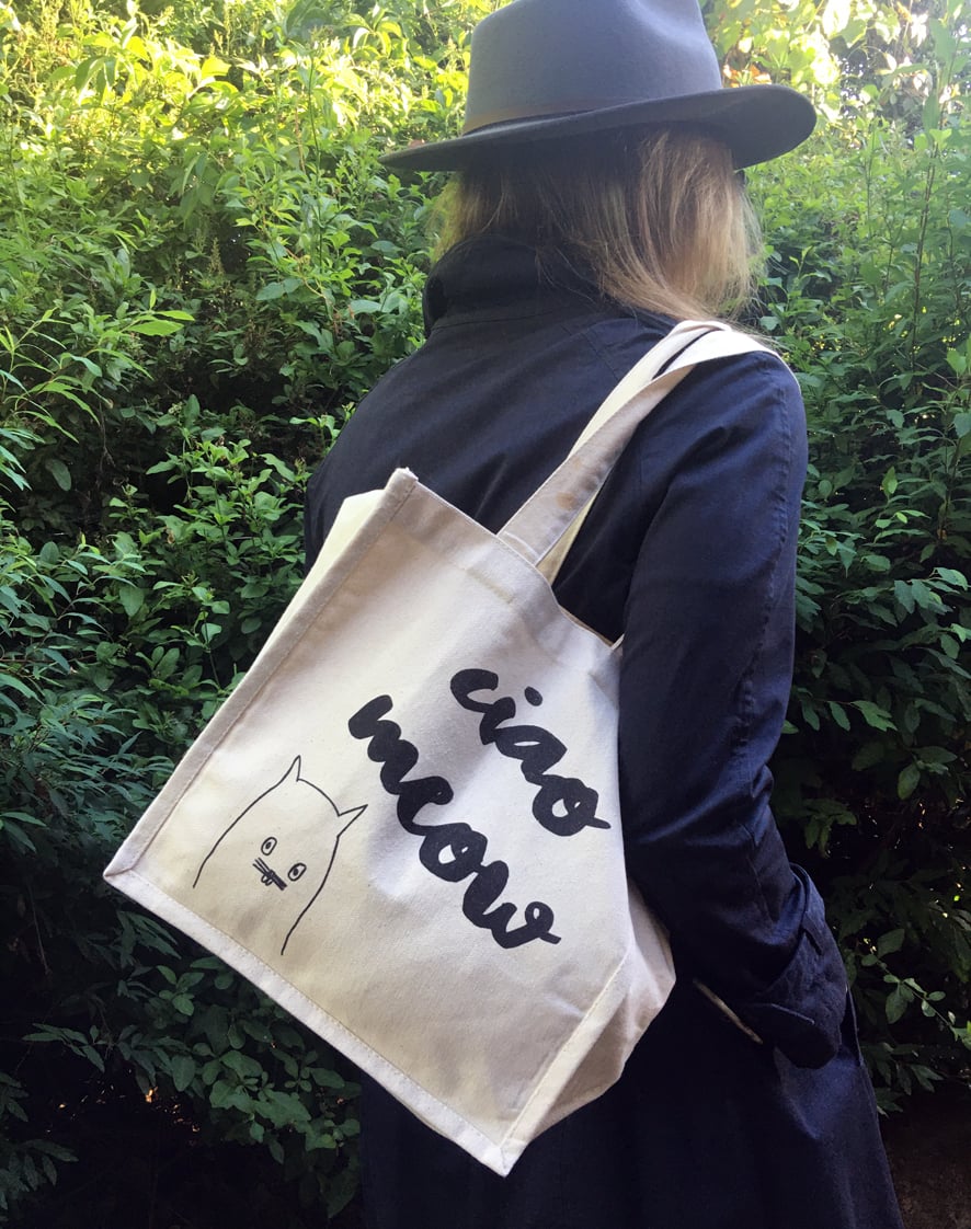 Image of 'Ciao Meow' organic canvas bag