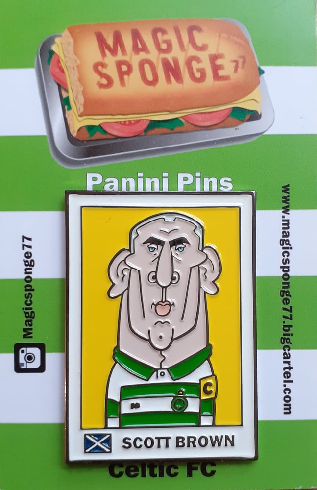 Image of Scott Brown Caricature Panini Pin. 