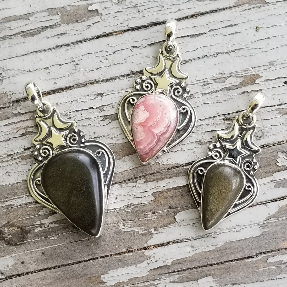 Image of Hocus Pocus - Sheen Obsidian Pendant in Sterling Silver