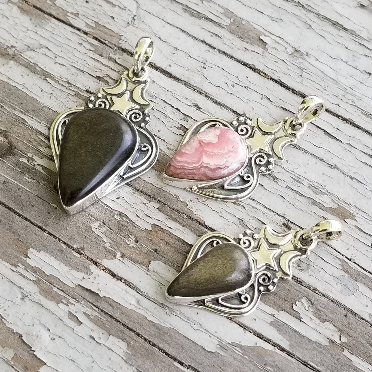 Image of Hocus Pocus - Sheen Obsidian Pendant in Sterling Silver