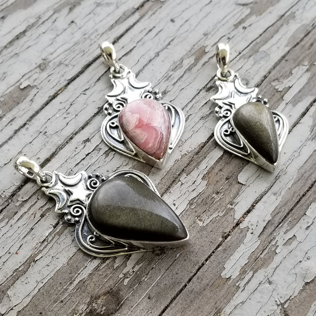 Image of Hocus Pocus - Sheen Obsidian Pendant in Sterling Silver