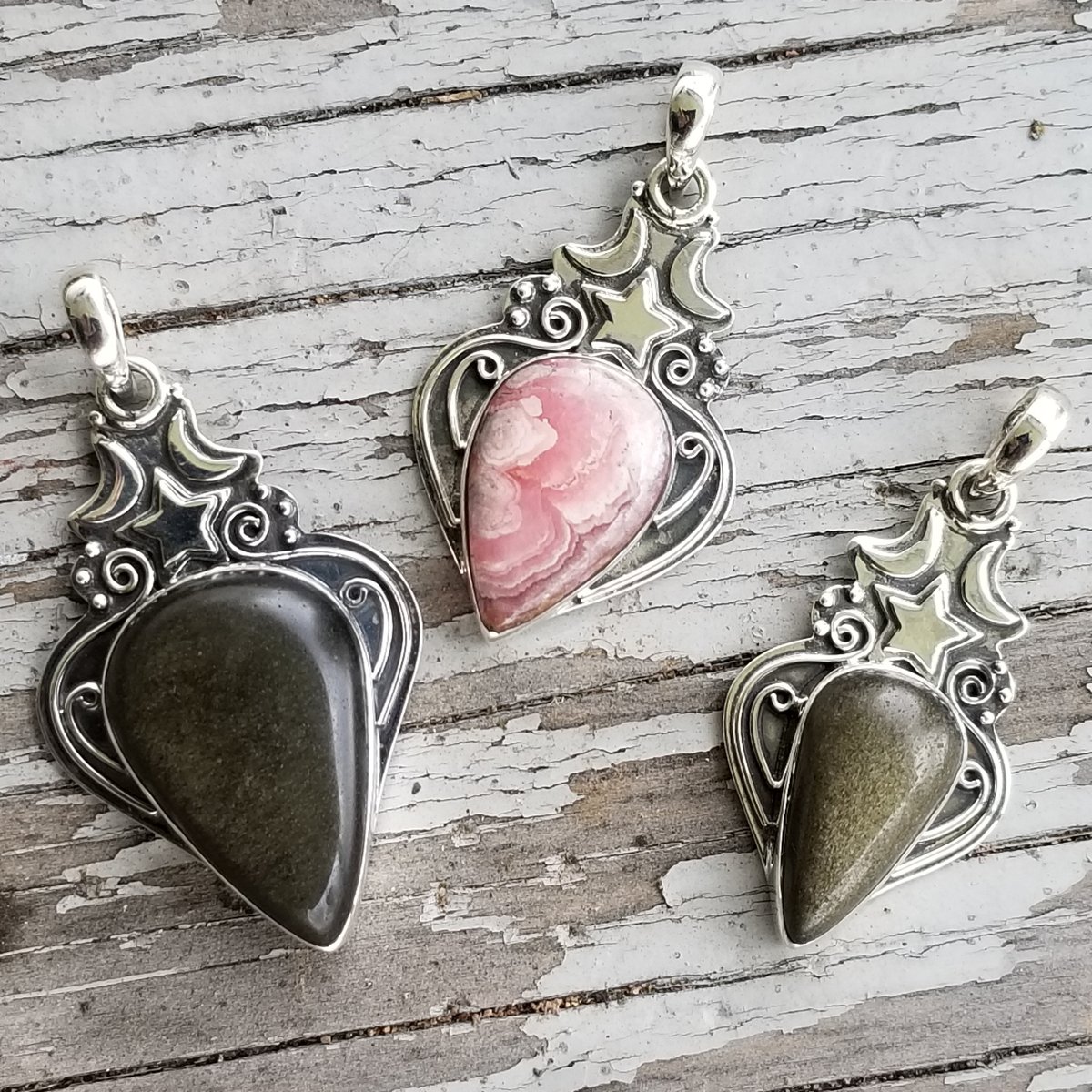 Image of Hocus Pocus - Sheen Obsidian Pendant in Sterling Silver