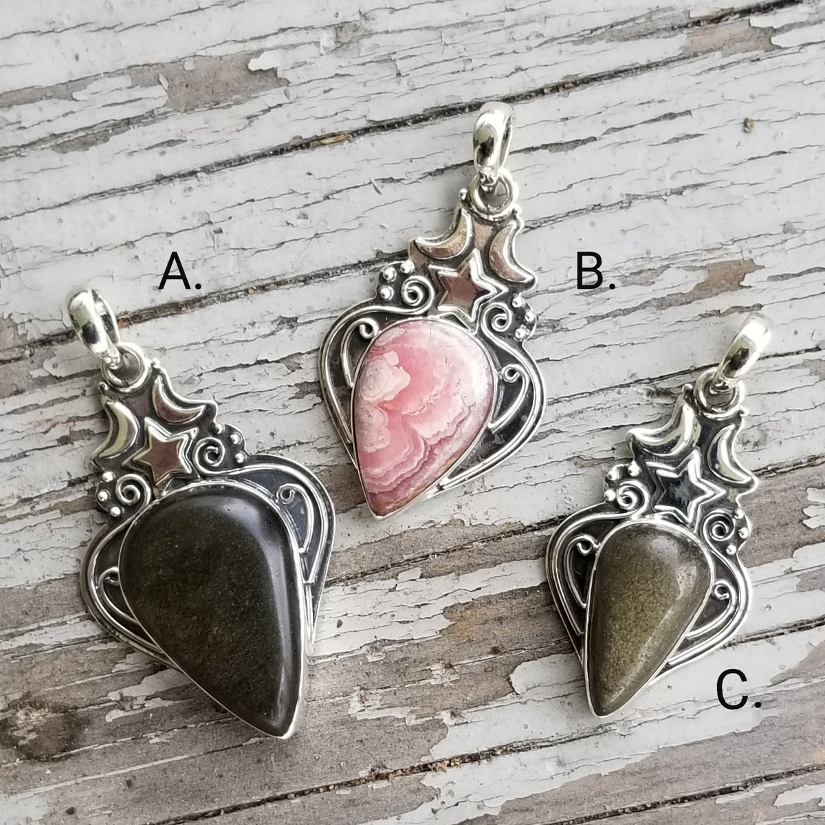 Image of Hocus Pocus - Sheen Obsidian Pendant in Sterling Silver