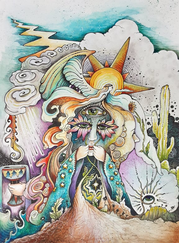 Image of Flower Mask Original Watercolor