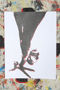 Image of “apply pressure“ 2 color silkscreen print on paper 