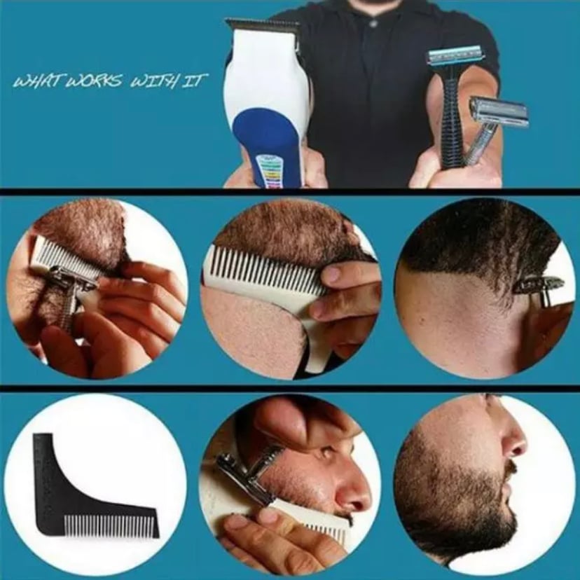 Image of Beard Shaping Tool - Template Tool For Men Kit - Shaper Outliner Trimmer Guide - Mens Styling 