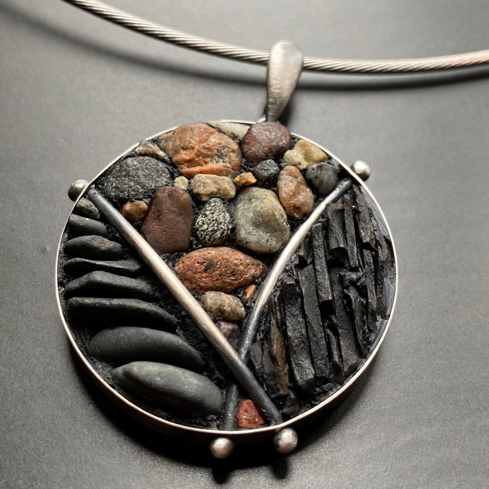 Image of Gloucester Beach Rock/PA Shale Micro Mosaic Pendant