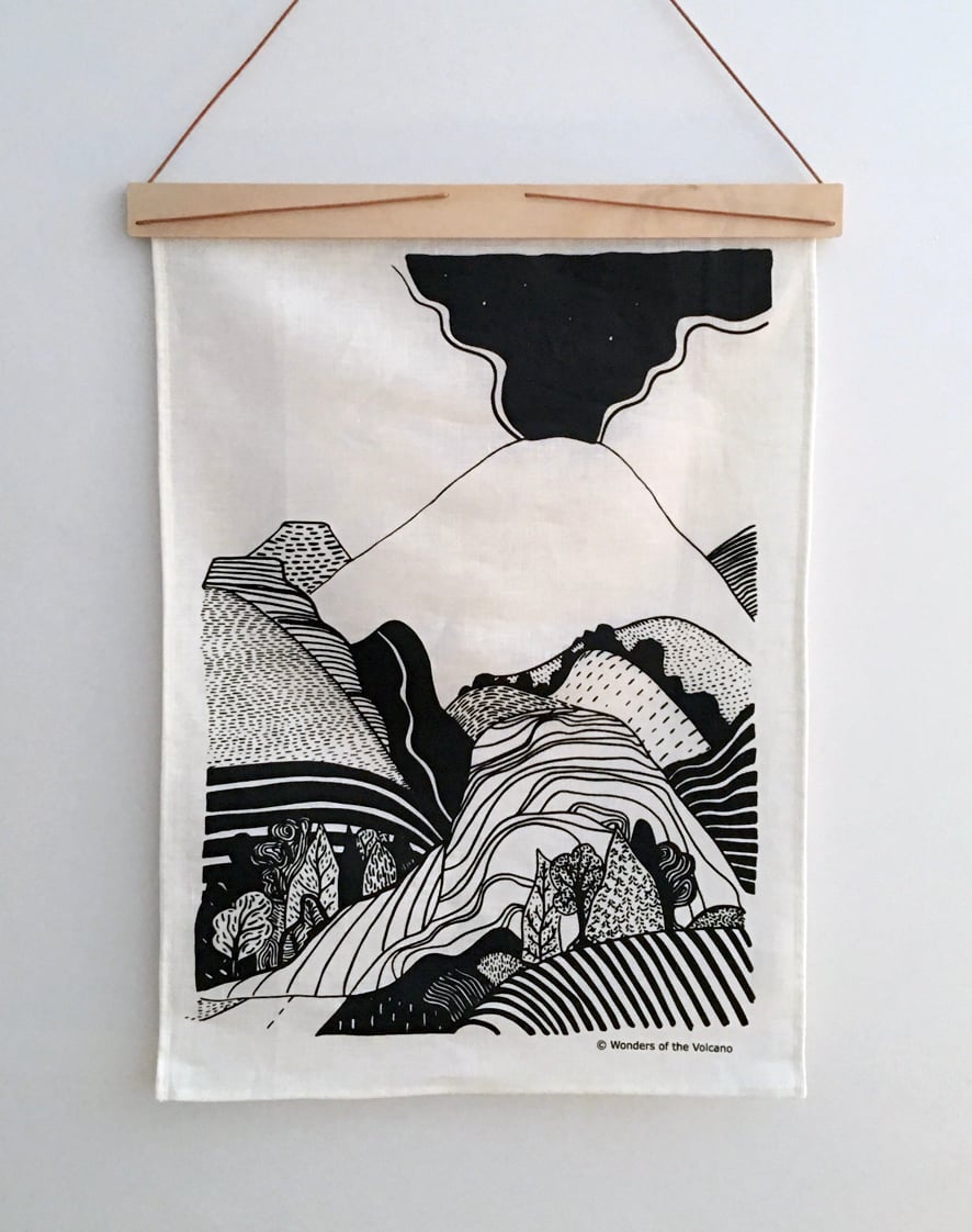 Image of 'Wonders of the Volcano' artwork tea towel