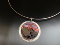 Image 3 of Pink Sky With Mountains, Micro Mosaic Pendant