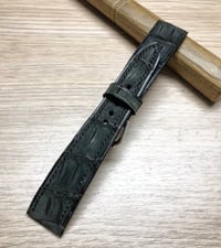 Image 2 of Hand-stitched Dark grey distressed nubuck Alligator watch strap